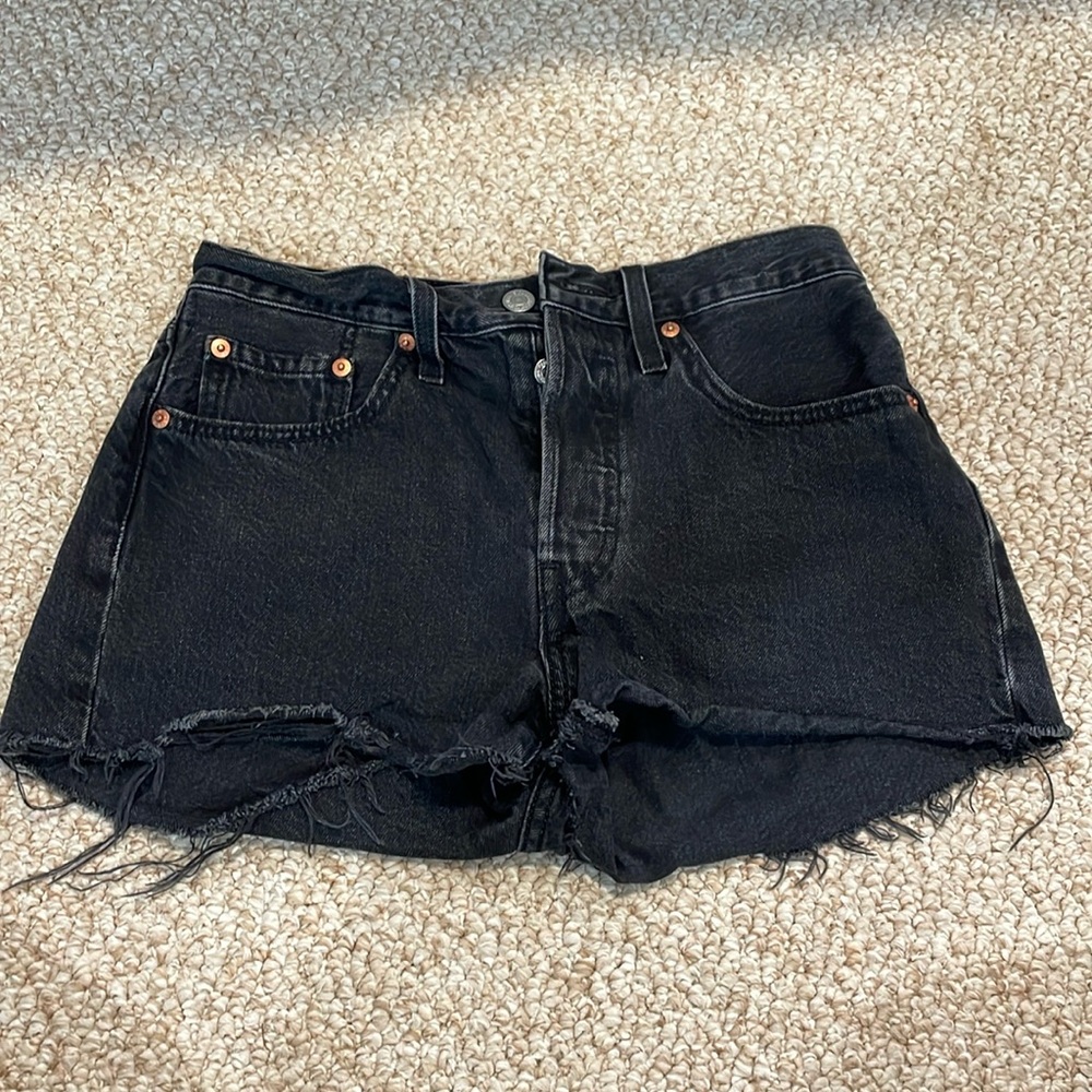 Black Levi 501 High Waisted Shorts